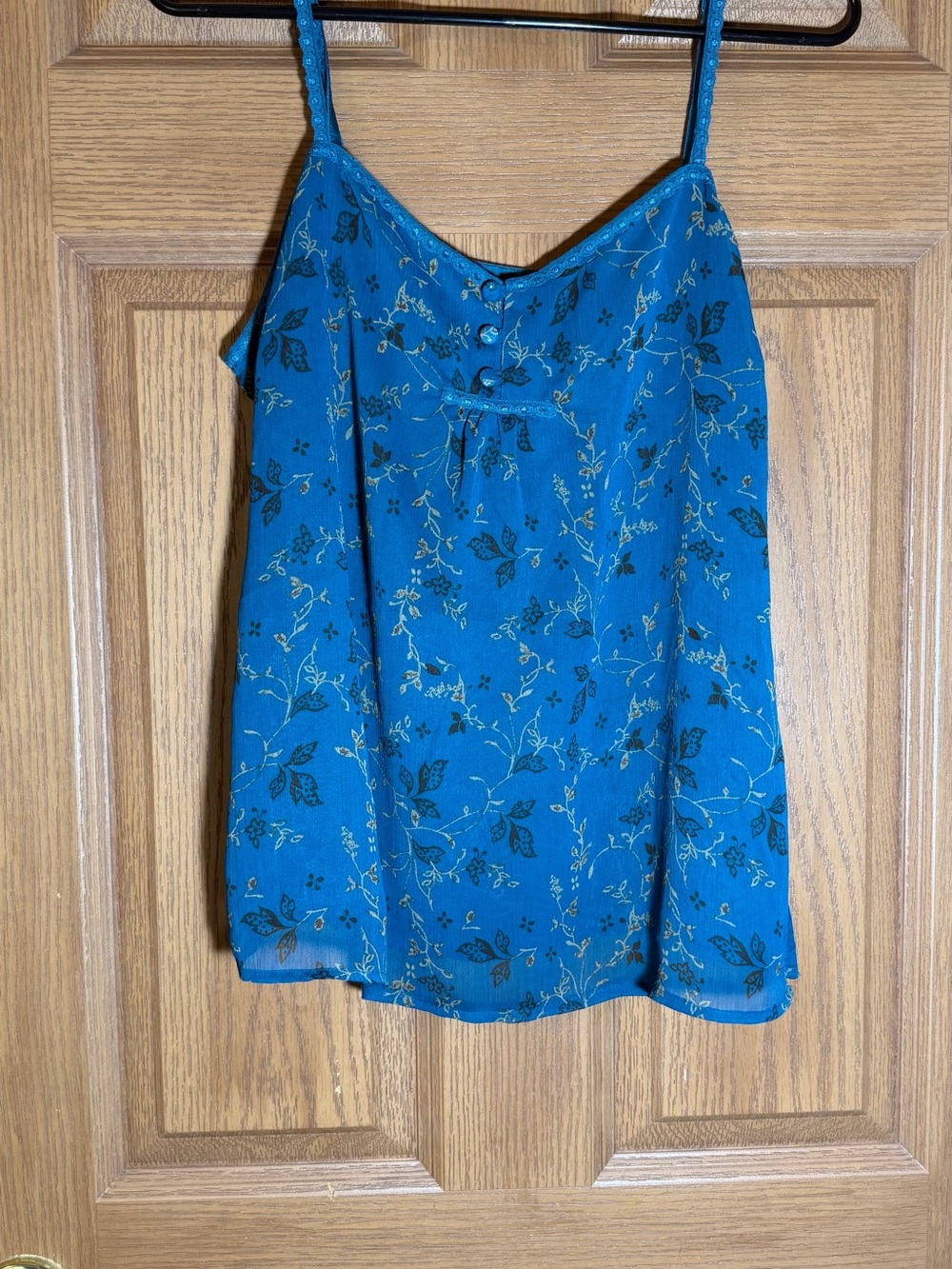 GAP Teal Floral Spaghetti Strap Camisole